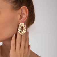 Thumbnail for Irregular Gold Silver Plated Chunky Hoop Stud Earrings - ArtGalleryZen