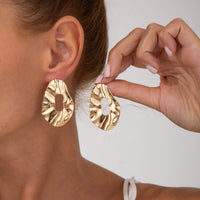 Thumbnail for Irregular Gold Silver Plated Chunky Hoop Stud Earrings - ArtGalleryZen