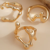 Thumbnail for Irregular Gold Silver Plated Flow Waterdrop Ring Set - ArtGalleryZen