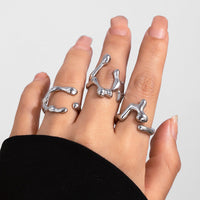 Thumbnail for Irregular Gold Silver Plated Flow Waterdrop Ring Set - ArtGalleryZen