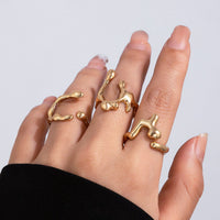 Thumbnail for Irregular Gold Silver Plated Flow Waterdrop Ring Set - ArtGalleryZen