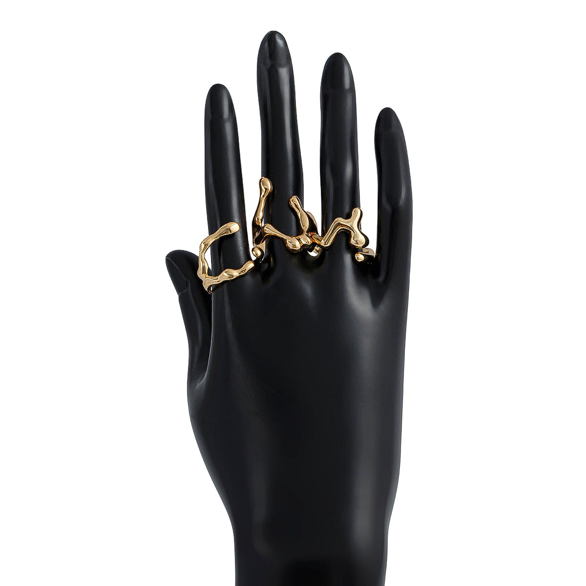 Irregular Gold Silver Plated Flow Waterdrop Ring Set - ArtGalleryZen