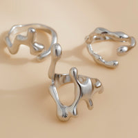 Thumbnail for Irregular Gold Silver Plated Flow Waterdrop Ring Set - ArtGalleryZen