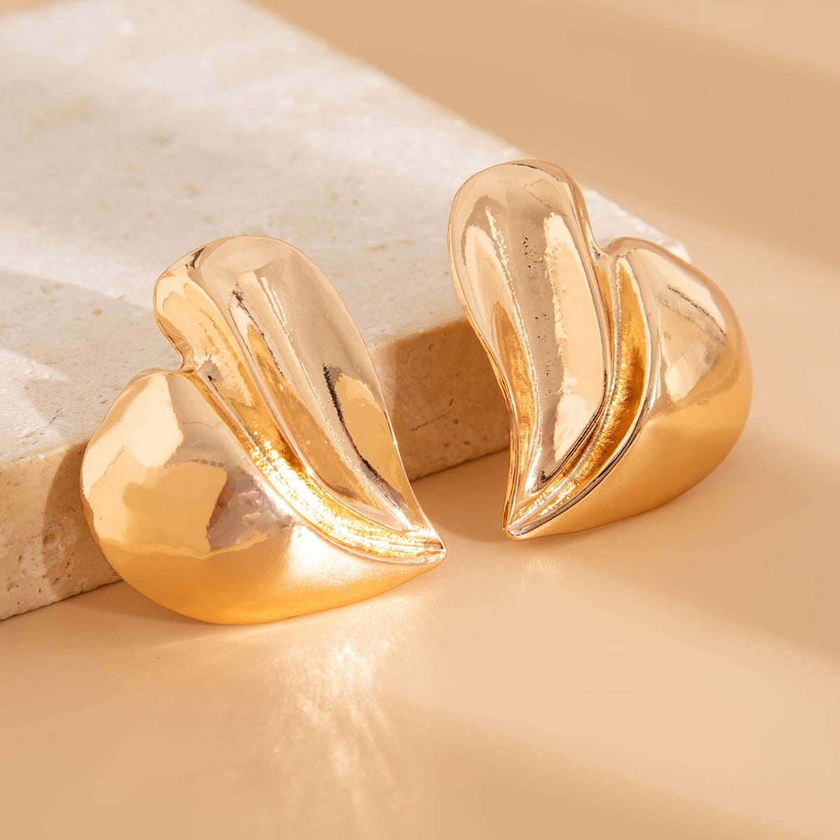 Irregular Gold Silver Plated Heart Stud Earrings - ArtGalleryZen
