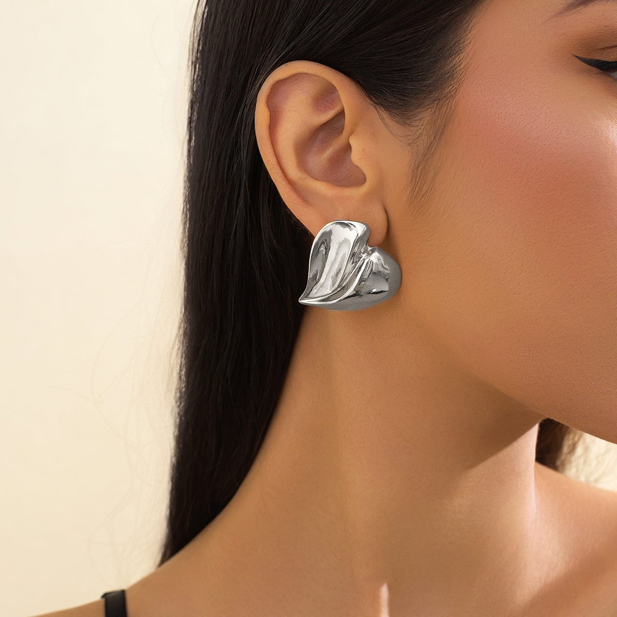 Irregular Gold Silver Plated Heart Stud Earrings - ArtGalleryZen