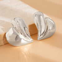 Thumbnail for Irregular Gold Silver Plated Heart Stud Earrings - ArtGalleryZen