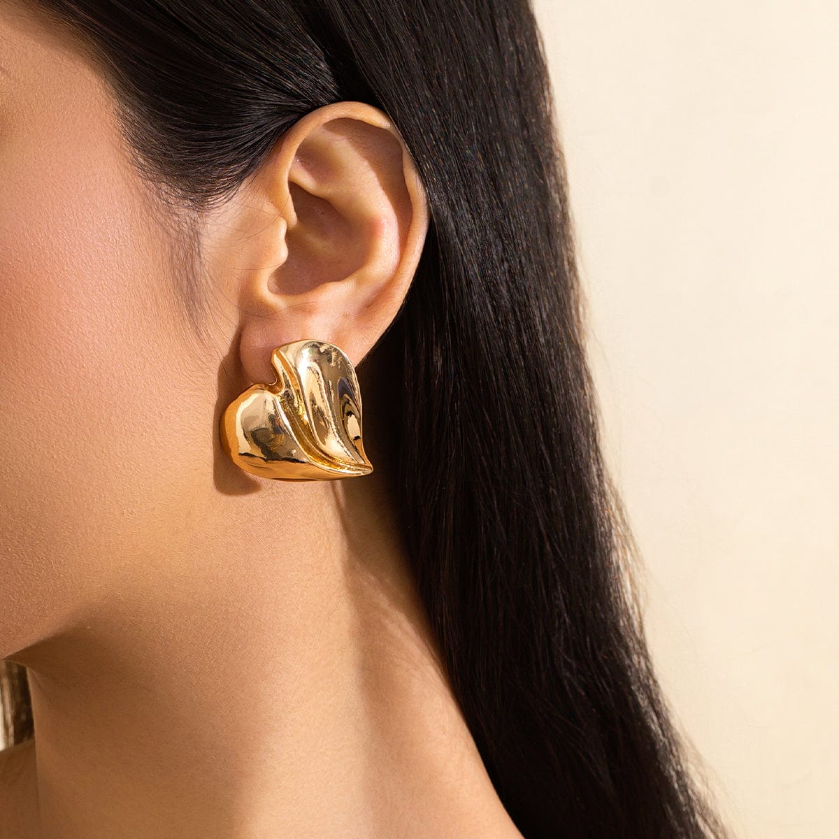 Irregular Gold Silver Plated Heart Stud Earrings - ArtGalleryZen