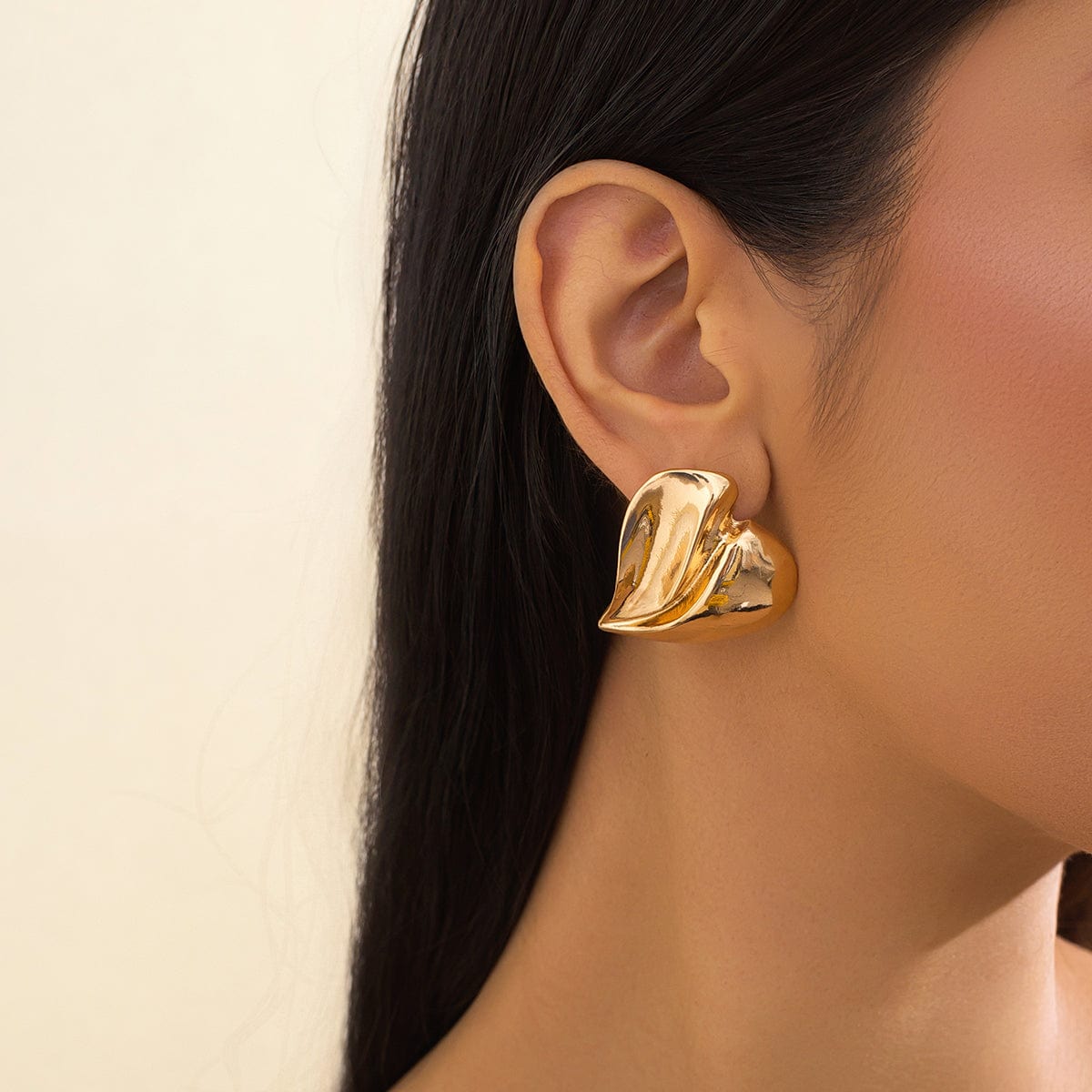 Irregular Gold Silver Plated Heart Stud Earrings - ArtGalleryZen
