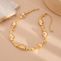 Thumbnail for Irregular Gold Silver Tone CCB Beaded Chain Necklace - ArtGalleryZen