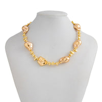 Thumbnail for Irregular Gold Silver Tone CCB Beaded Chain Necklace - ArtGalleryZen