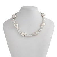 Thumbnail for Irregular Gold Silver Tone CCB Beaded Chain Necklace - ArtGalleryZen
