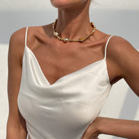 Thumbnail for Irregular Gold Silver Tone CCB Beaded Chain Necklace - ArtGalleryZen