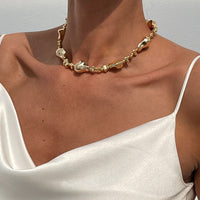 Thumbnail for Irregular Gold Silver Tone CCB Beaded Chain Necklace - ArtGalleryZen