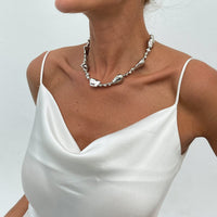 Thumbnail for Irregular Gold Silver Tone CCB Beaded Chain Necklace - ArtGalleryZen