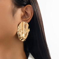 Thumbnail for Irregular Pleated Oval Stud Earrings - ArtGalleryZen