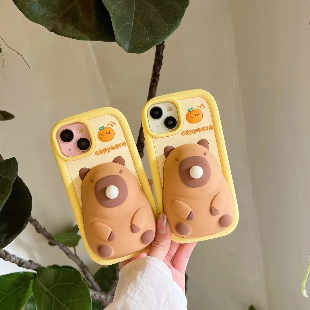 Kawaii 3D Capybara Blowing Bubbles iPhone Case - ArtGalleryZen