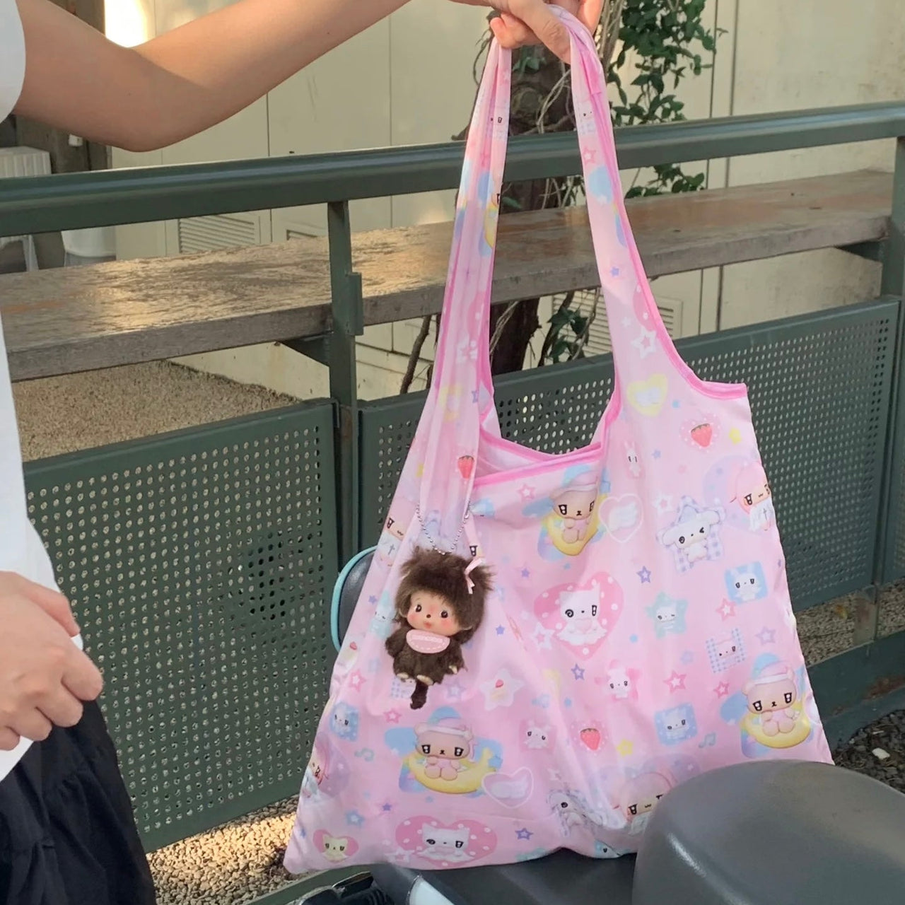 Kawaii Angel Kitten Bear Portable Folding Shoulder Bag - ArtGalleryZen