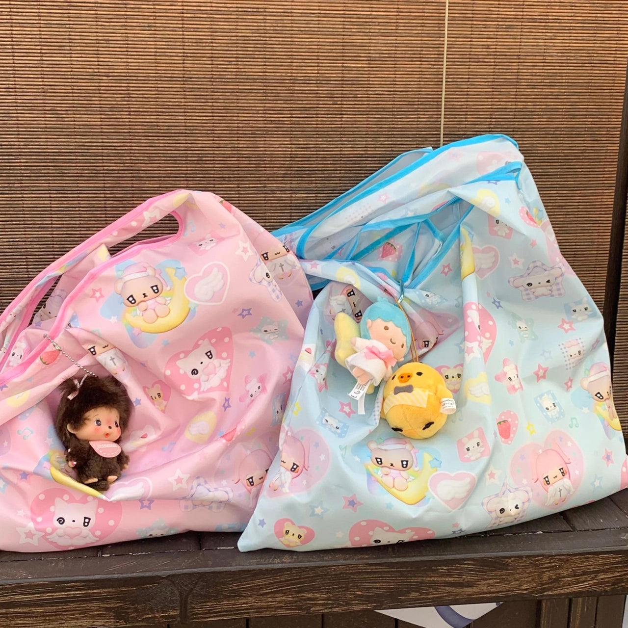 Kawaii Angel Kitten Bear Portable Folding Shoulder Bag - ArtGalleryZen