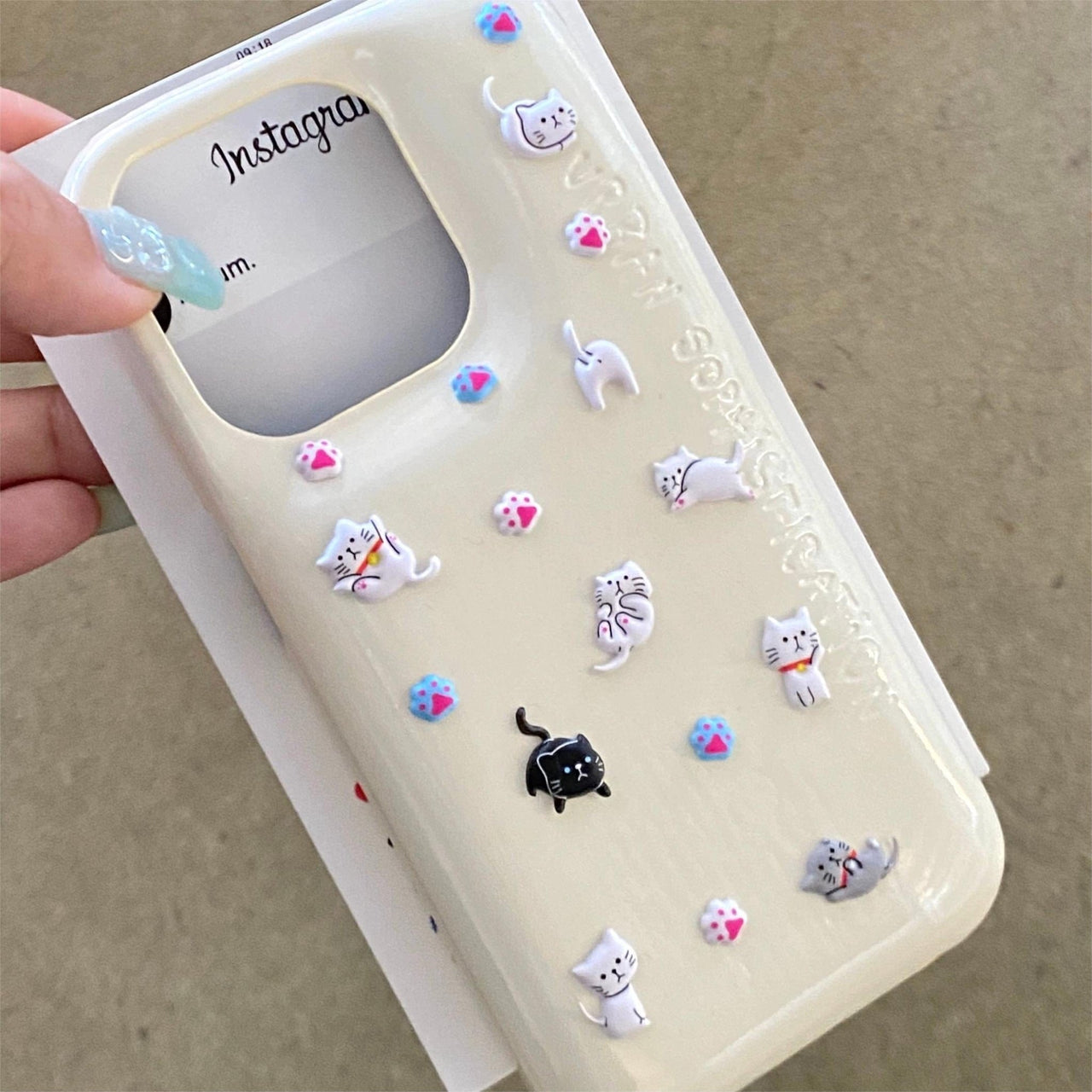 Kawaii Colorful Relief Kitten Sticker iPhone Case - ArtGalleryZen