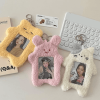 Thumbnail for Kawaii Kitten Rabbit Kpop Keychain Plush Photocard Holder - ArtGalleryZen