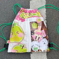 Thumbnail for Kawaii Red Green Apple Kpop Fan Display Drawstring Backpack - ArtGalleryZen