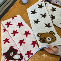 Thumbnail for Kawaii Rilakkuma Star Knit Winter Scarf - ArtGalleryZen