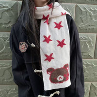 Thumbnail for Kawaii Rilakkuma Star Knit Winter Scarf - ArtGalleryZen
