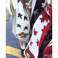 Thumbnail for Kawaii Rilakkuma Star Knit Winter Scarf - ArtGalleryZen