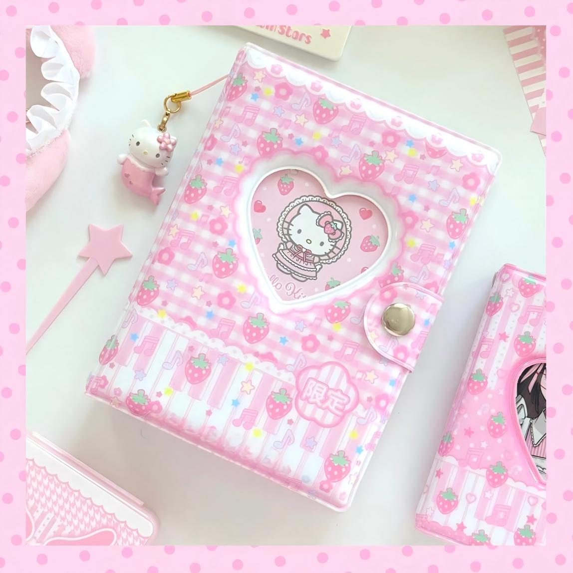 Kawaii Strawberry Melody Hollow Heart A7 Binder Cover - ArtGalleryZen