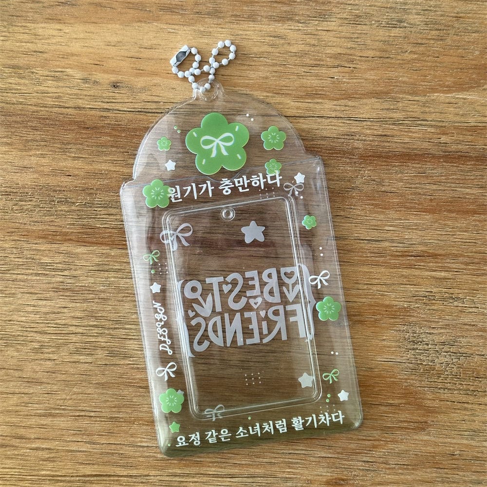 Korean Style Lucky Clover Transparent Kpop Keychain Photocard Holder - ArtGalleryZen