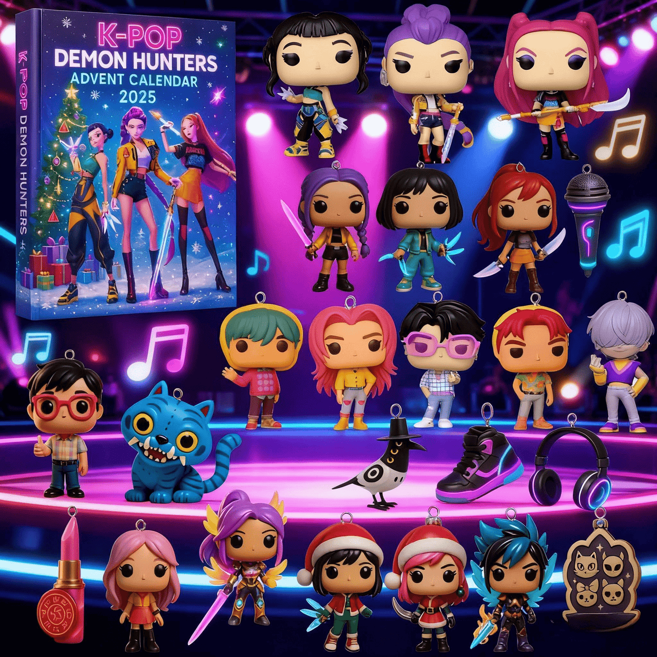 Kpop Demon Hunters Advent Countdown Calendar With 24pcs 3D Keychain Doll - ArtGalleryZen