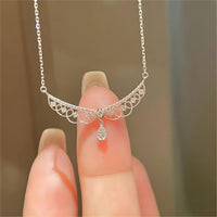 Thumbnail for Lace Hollowed-out Pattern Cubic Zirconia Inlaid Chain Necklace - ArtGalleryZen