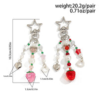 Thumbnail for Lovely 2pcs Strawberry Pearl Heart Charm Star Keychain Set - ArtGalleryZen