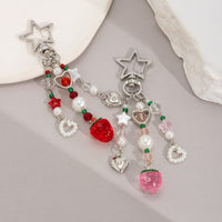 Thumbnail for Lovely 2pcs Strawberry Pearl Heart Charm Star Keychain Set - ArtGalleryZen