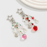 Thumbnail for Lovely 2pcs Strawberry Pearl Heart Charm Star Keychain Set - ArtGalleryZen