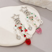 Thumbnail for Lovely 2pcs Strawberry Pearl Heart Charm Star Keychain Set - ArtGalleryZen