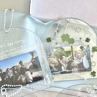 Thumbnail for Lucky Clover Rainy Day Kpop Keychain Horizontal Photocard Holder - ArtGalleryZen