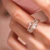 Thumbnail for Lux 2 Pieces Stackable Crystal Crown Ring Set - ArtGalleryZen
