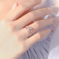 Thumbnail for Lux 2 Pieces Stackable Crystal Crown Ring Set - ArtGalleryZen