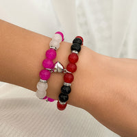 Thumbnail for Magnetic Star Heart Charm Agate Matching Bracelet Set - ArtGalleryZen