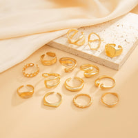 Thumbnail for Minimalist 14pcs Chunky Hollow Waterdrop Ring Set - ArtGalleryZen