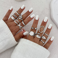 Thumbnail for Minimalist 14pcs Chunky Hollow Waterdrop Ring Set - ArtGalleryZen