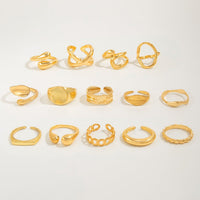 Thumbnail for Minimalist 14pcs Chunky Hollow Waterdrop Ring Set - ArtGalleryZen