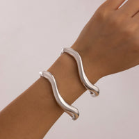 Thumbnail for Minimalist 2Pcs Glossy Curved Open Bangle Bracelet Set - ArtGalleryZen