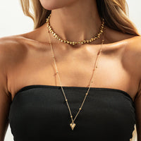 Thumbnail for Minimalist 2pcs Heart Pendant Irregular Beaded Chain Necklace Set - ArtGalleryZen