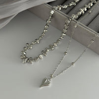 Thumbnail for Minimalist 2pcs Heart Pendant Irregular Beaded Chain Necklace Set - ArtGalleryZen