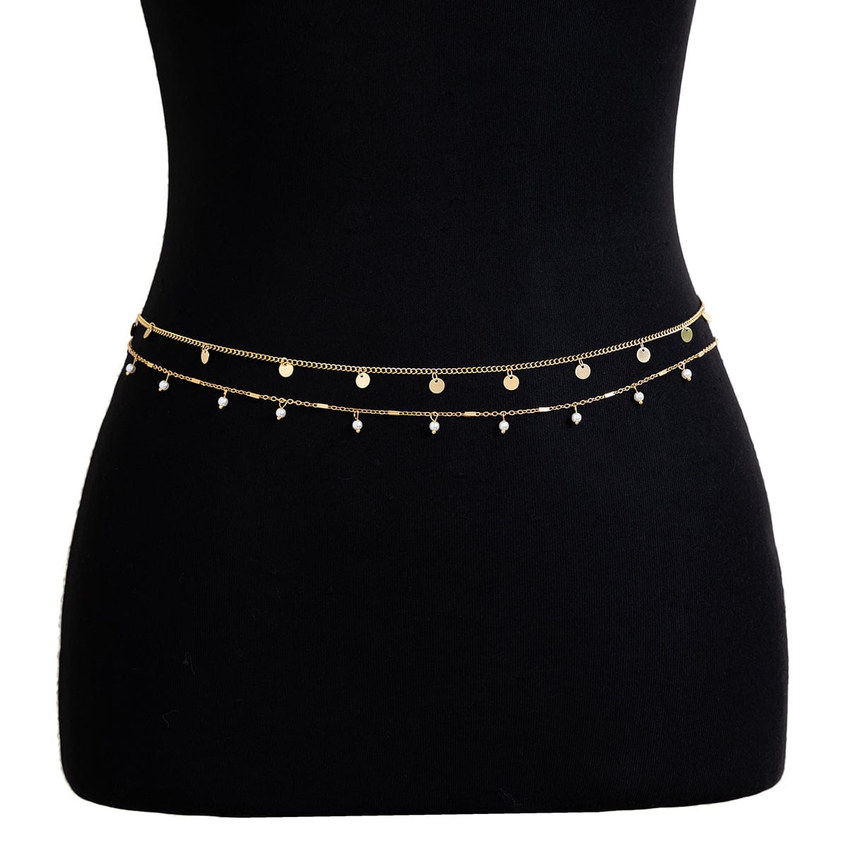 Minimalist 2Pcs Pearl Sequin Belly Chain Set - ArtGalleryZen