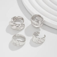 Thumbnail for Minimalist 4pcs Glossy Twisted Stackable Ring Set - ArtGalleryZen
