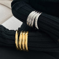 Thumbnail for Minimalist 4pcs Gold Silver Plated Glossy Bangle Bracelet Set - ArtGalleryZen
