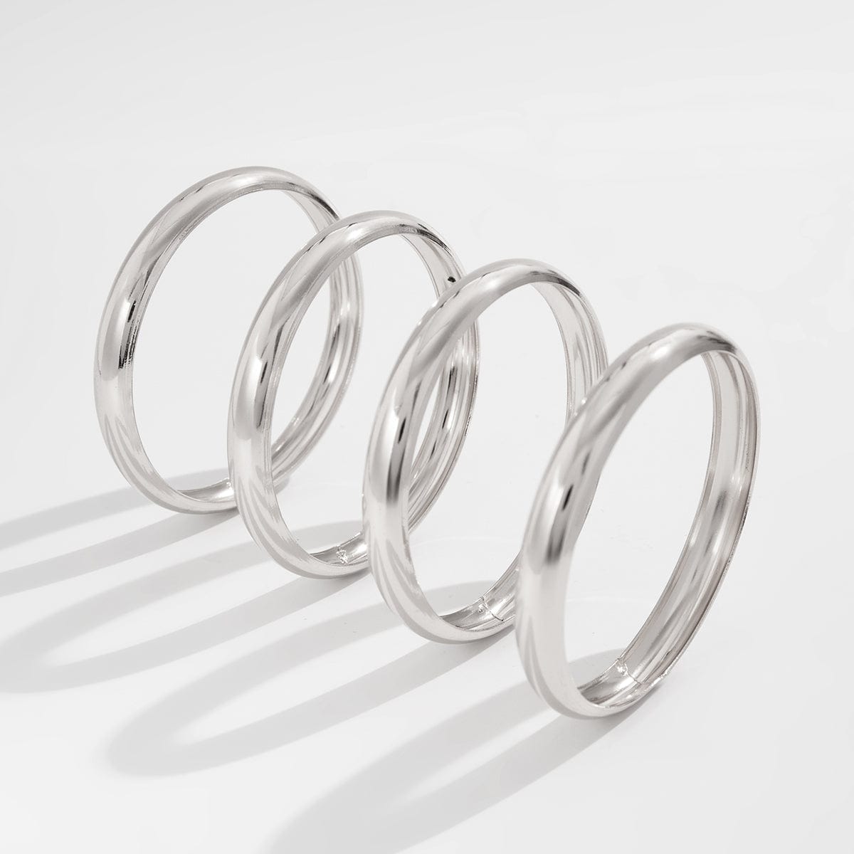 Minimalist 4pcs Gold Silver Plated Glossy Bangle Bracelet Set - ArtGalleryZen